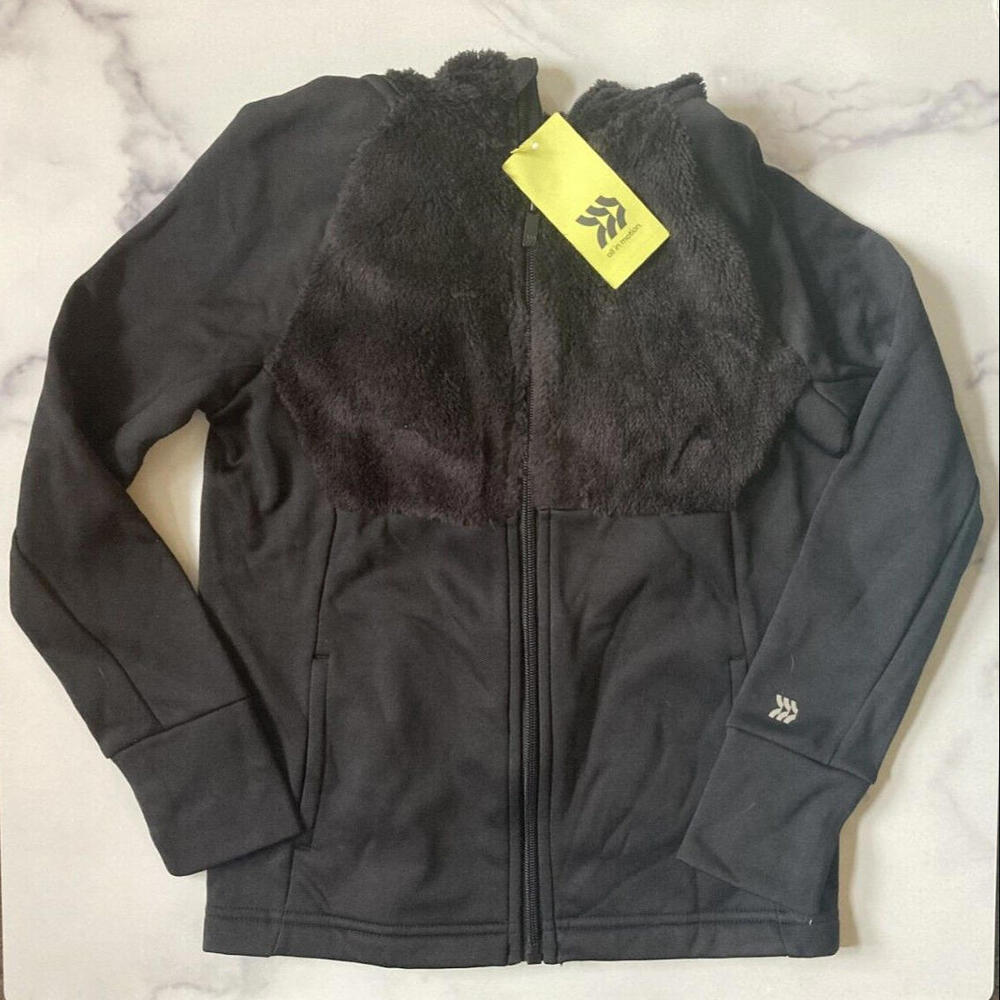 All In Motion Black Zip Up Hoodie Size Kids Small (6-7) NWT